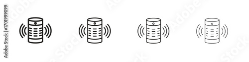 Smart speaker icons illustrations collection on white background. Pixel perfect vector graphics