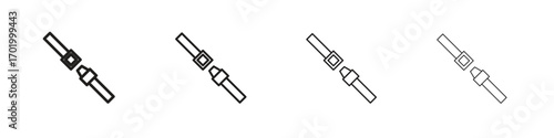 Seatbelt icons illustrations collection on white background. Pixel perfect vector graphics
