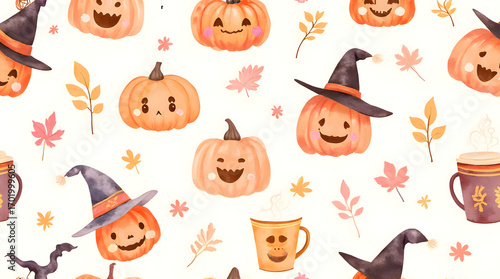  Cute Autumn Seamless Background