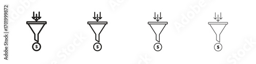 Sales funnel icons illustrations collection on white background. Pixel perfect vector graphics