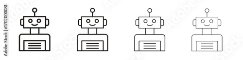 Robot icons illustrations collection on white background. Pixel perfect vector graphics