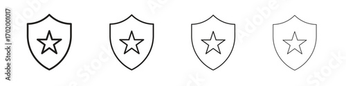 Police badge icons illustrations collection on white background. Pixel perfect vector graphics