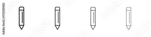Pencil icons illustrations collection on white background. Pixel perfect vector graphics