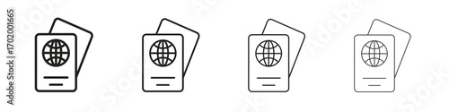 Passport icons illustrations collection on white background. Pixel perfect vector graphics