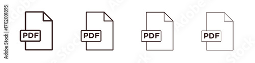 PDF file icons illustrations collection on white background. Pixel perfect vector graphics
