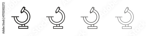 Microscope icons illustrations collection on white background. Pixel perfect vector graphics