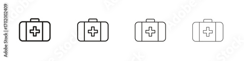 Medical kit icons illustrations collection on white background. Pixel perfect vector graphics