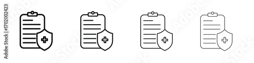 Medical insurance icons illustrations collection on white background. Pixel perfect vector graphics