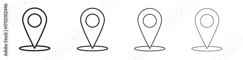 Map marker icons illustrations collection on white background. Pixel perfect vector graphics
