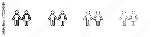 Man and woman icons illustrations collection on white background. Pixel perfect vector graphics