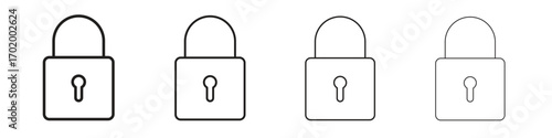 Lock icons illustrations collection on white background. Pixel perfect vector graphics