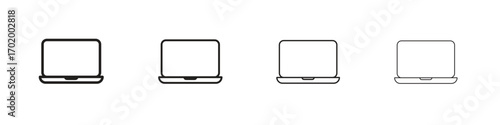 Laptop icons illustrations collection on white background. Pixel perfect vector graphics