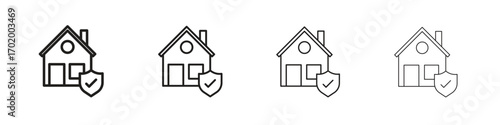 Home insurance icons illustrations collection on white background. Pixel perfect vector graphics