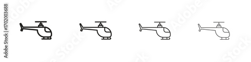 Helicopter icons illustrations collection on white background. Pixel perfect vector graphics