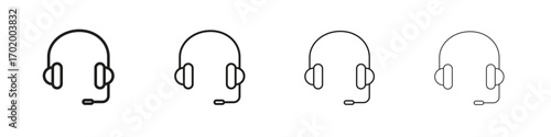 Headphone icons illustrations collection on white background. Pixel perfect vector graphics