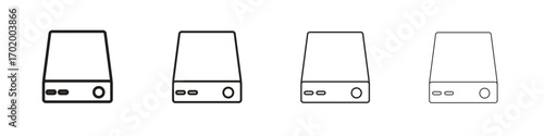 Hard drive icons illustrations collection on white background. Pixel perfect vector graphics