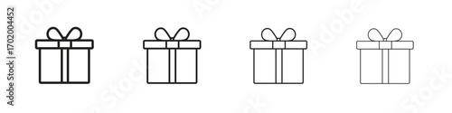 Gift box icons illustrations collection on white background. Pixel perfect vector graphics