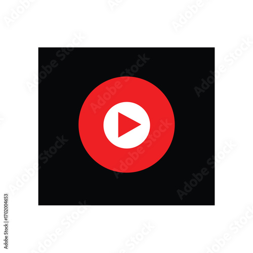 red and black play button icon vector. play video logo