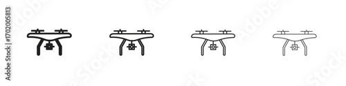 Drone icons illustrations collection on white background. Pixel perfect vector graphics