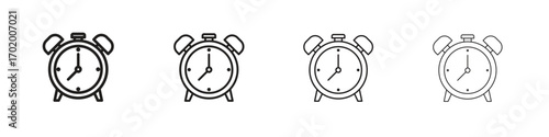 Clock icons illustrations collection on white background. Pixel perfect vector graphics