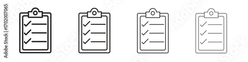 Clipboard icons illustrations collection on white background. Pixel perfect vector graphics