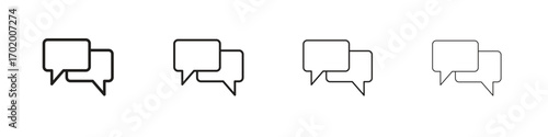 Chat bubble icons illustrations collection on white background. Pixel perfect vector graphics