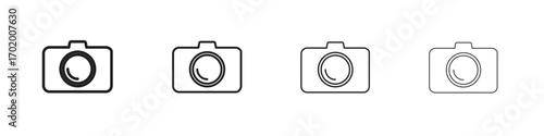 Camera icons illustrations collection on white background. Pixel perfect vector graphics
