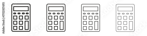 Calculator icons illustrations collection on white background. Pixel perfect vector graphics