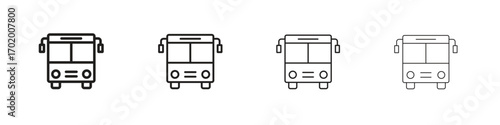Bus icons illustrations collection on white background. Pixel perfect vector graphics