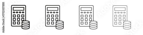 Budget icons illustrations collection on white background. Pixel perfect vector graphics