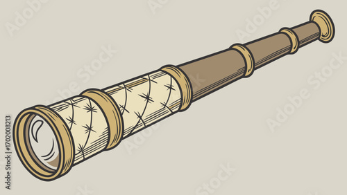 Old-Fashioned Telescope Vector Illustration