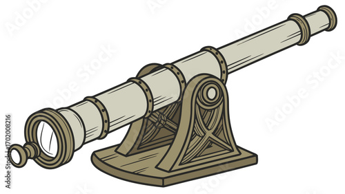 Old-Fashioned Telescope Vector Illustration