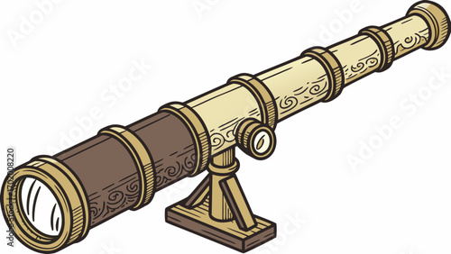 Old-Fashioned Telescope Vector Illustration