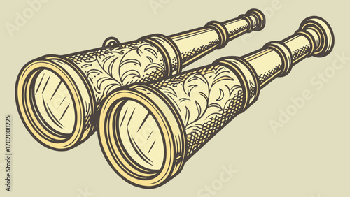 Old-Fashioned Telescope Vector Illustration