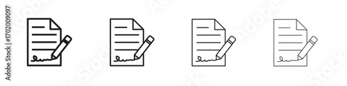 Agreement icons illustrations collection on white background. Pixel perfect vector graphics