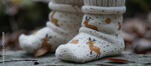 Baby socks with deer print.