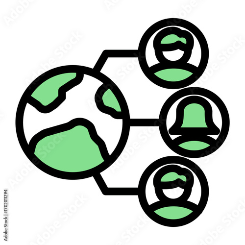 Global Trade Enterprise icon from the Corporate icon collection (Outline Color Lineal Style)