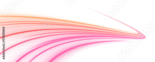 Curved speed lines swirl in vibrant gradients, forming a motion vortex effect. Each streak flows smoothly with light and velocity. Great for dynamic web design or interfaces. PNG