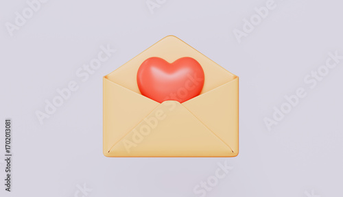 Romantic love letter, Heart in an open envelope