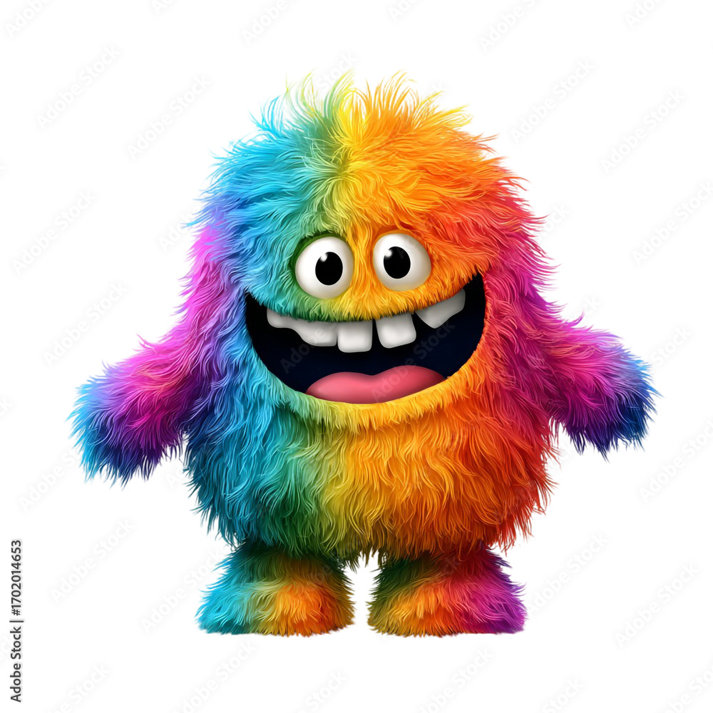 Fototapeta premium Fantasy Cartoon Rainbow Monster – Bright and Cheerful Design