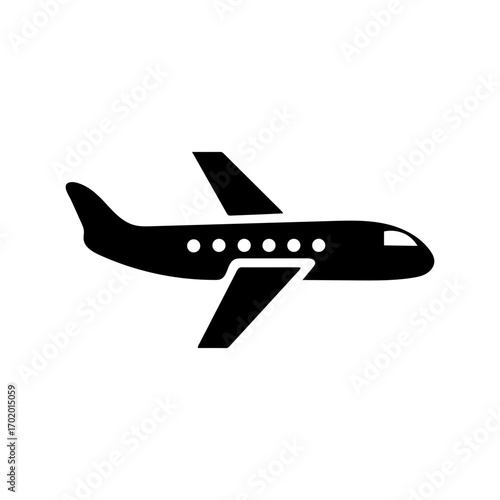 Airplane Icon Vector with Transparent Background. Simple Plane Silhouette for Travel and Transportation Symbol