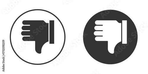 Thumbs down icons collection. Filled flat icons