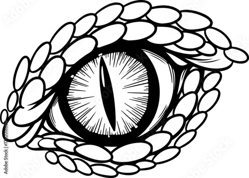 Intense reptile eye illustration originally as a scalable vector graphic, perfect for edgy designs, mythical themes, and dramatic visual effects in your creative projects