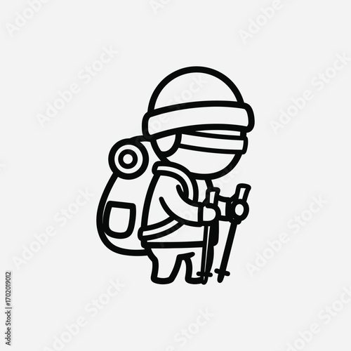 Vector art of cartoon hiker with backpack
