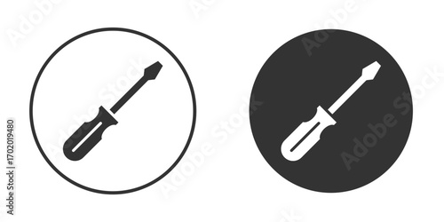 Screwdriver icons collection. Filled flat icons
