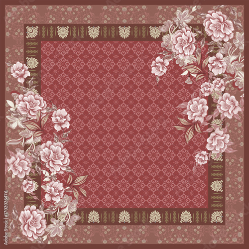 Watercolor scarf Pattern Rose Flowers Perfect