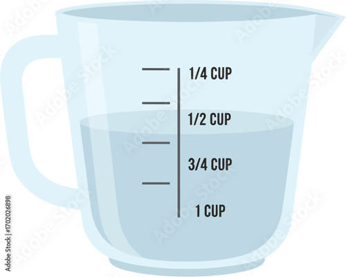 Simple Flat Style Measuring Cup with Liquid for Cooking Icon