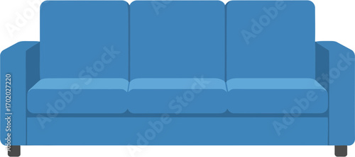Minimalist Flat Blue Three Seater Sofa Couch Living Room Furniture