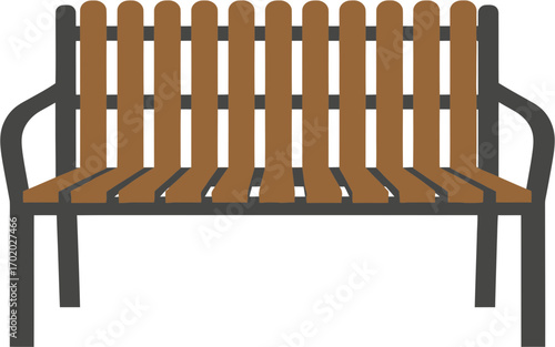 Simple Flat Illustration Comfortable Park Bench Seating Public Furniture Icon