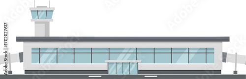 Simple Flat Design Modern Airport Building Architecture Terminal Illustration